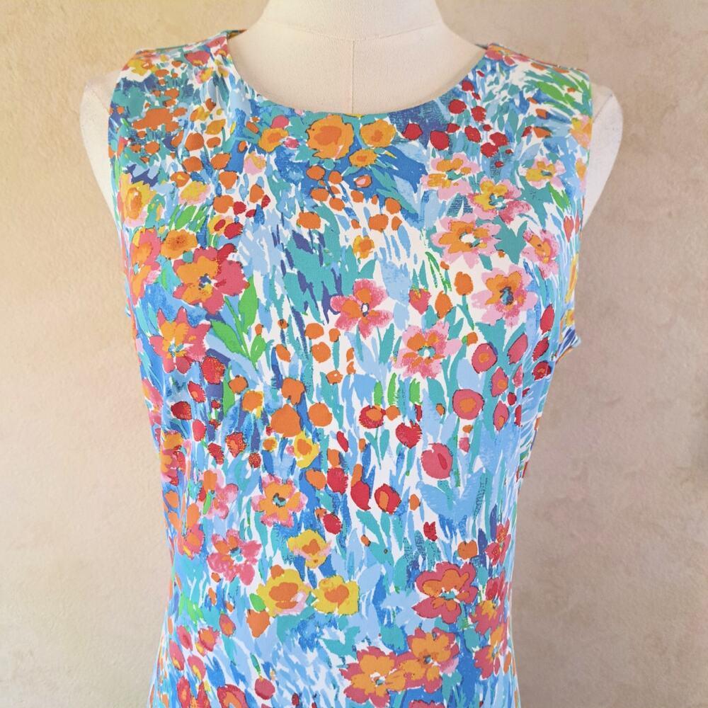 J. McLaughlin Sophia Floral Sleeveless Sheath Dress Small Blue Multi Catalina - Picture 3 of 10